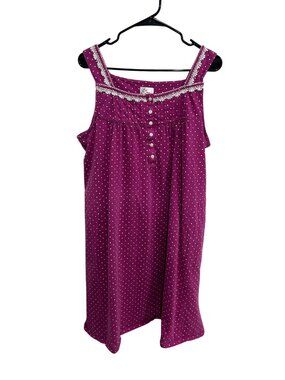 Aria Collection XL Polka Dot Purple Nightgown Lace Button Kitschy Cozymore